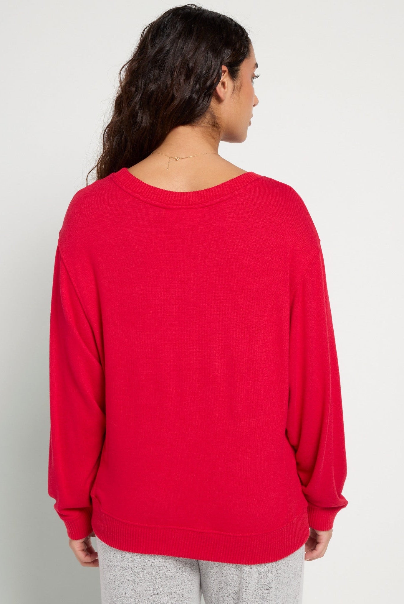Chili Pepper $|& SEAS Shoreline Hacci "Love" Graphic Pullover - SOF Back