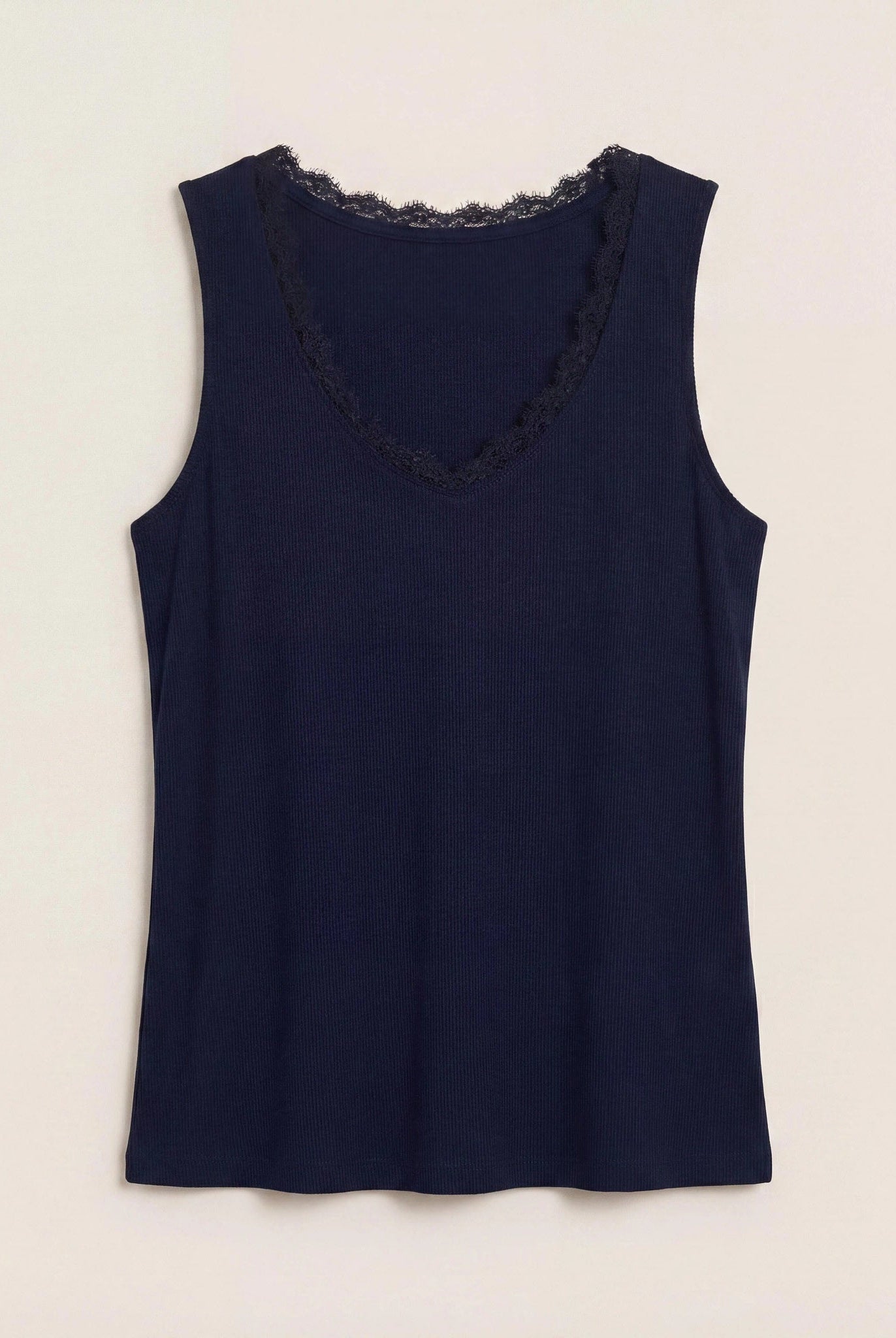 Navy $|& SEAS Whitecap Lace Trim Tank - Hanger Detail