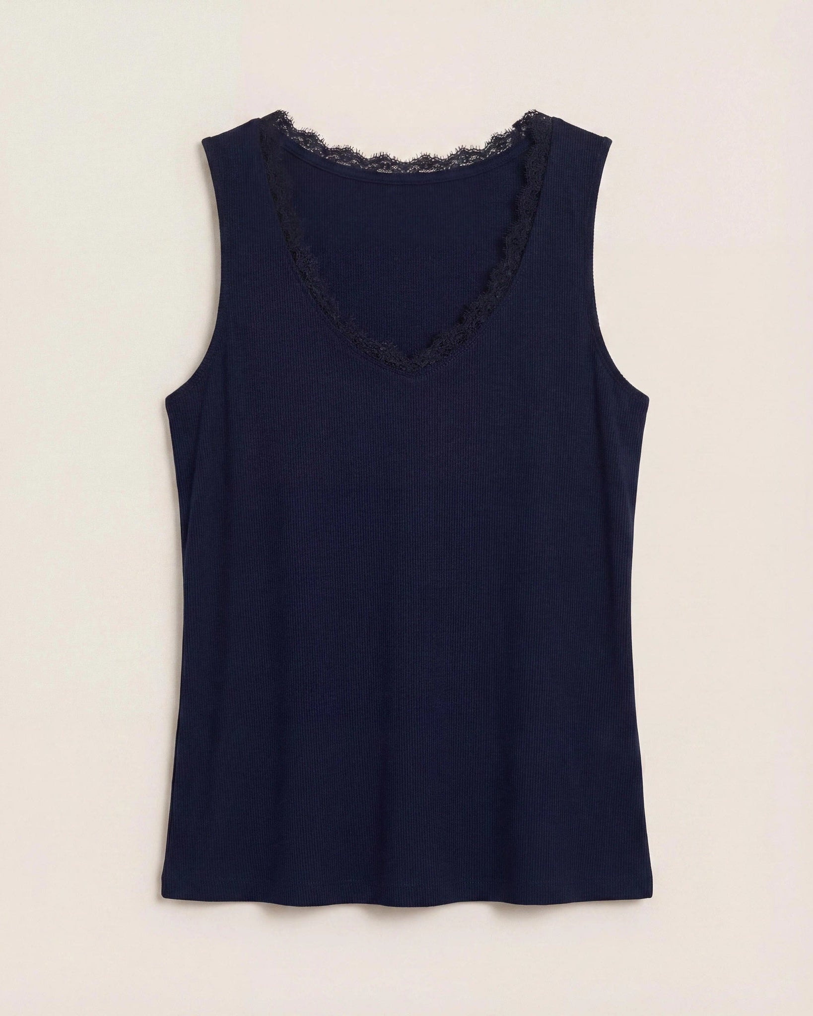 Navy $|& SEAS Whitecap Lace Trim Tank - Hanger Detail
