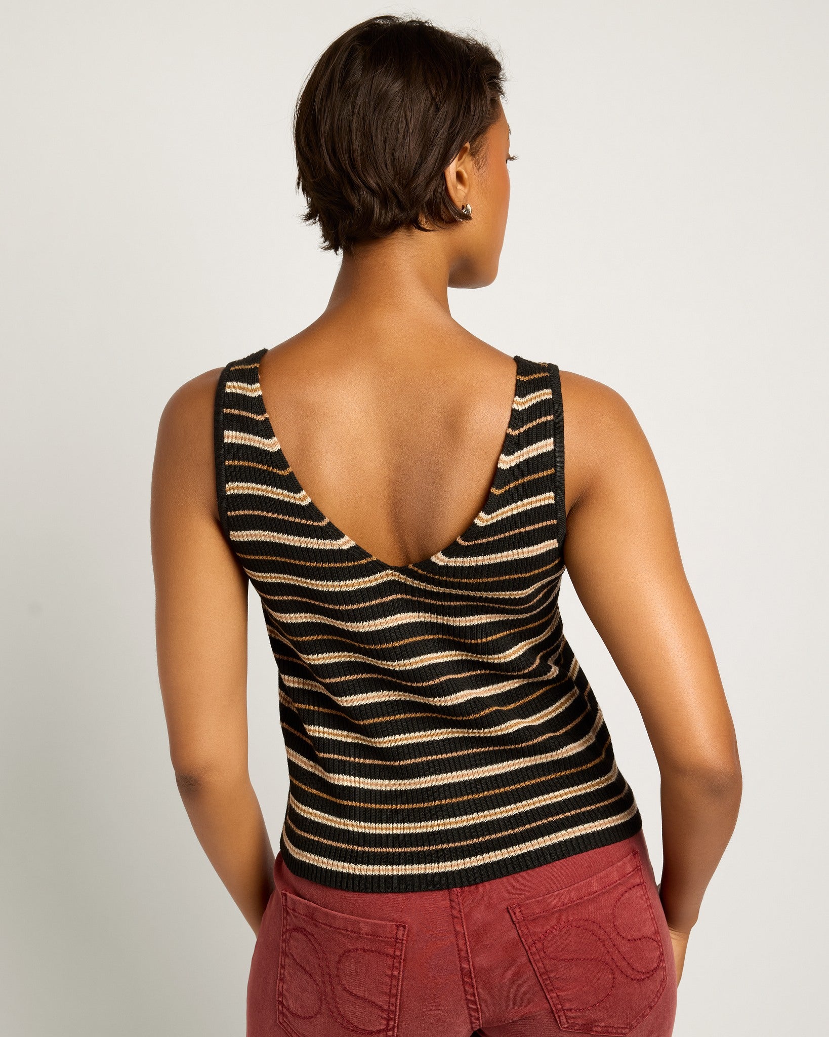 Black Stripe $|& SEAS Sara Striped Tank - SOF Back