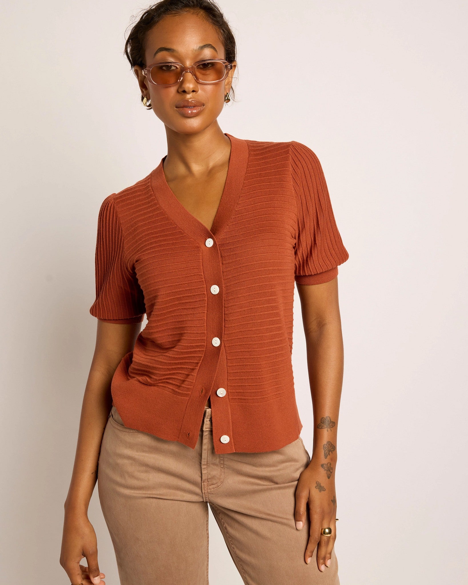 Cedar $|& SEAS Sunbelt Open Knit Sweater Top - SOF Front