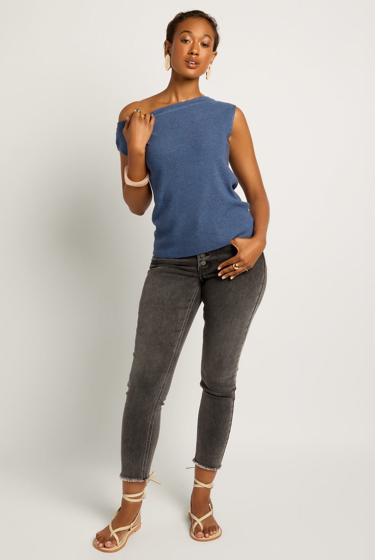 Denim Blue $|& SEAS Ava Off the Shoulder Tee - UGC On Fig