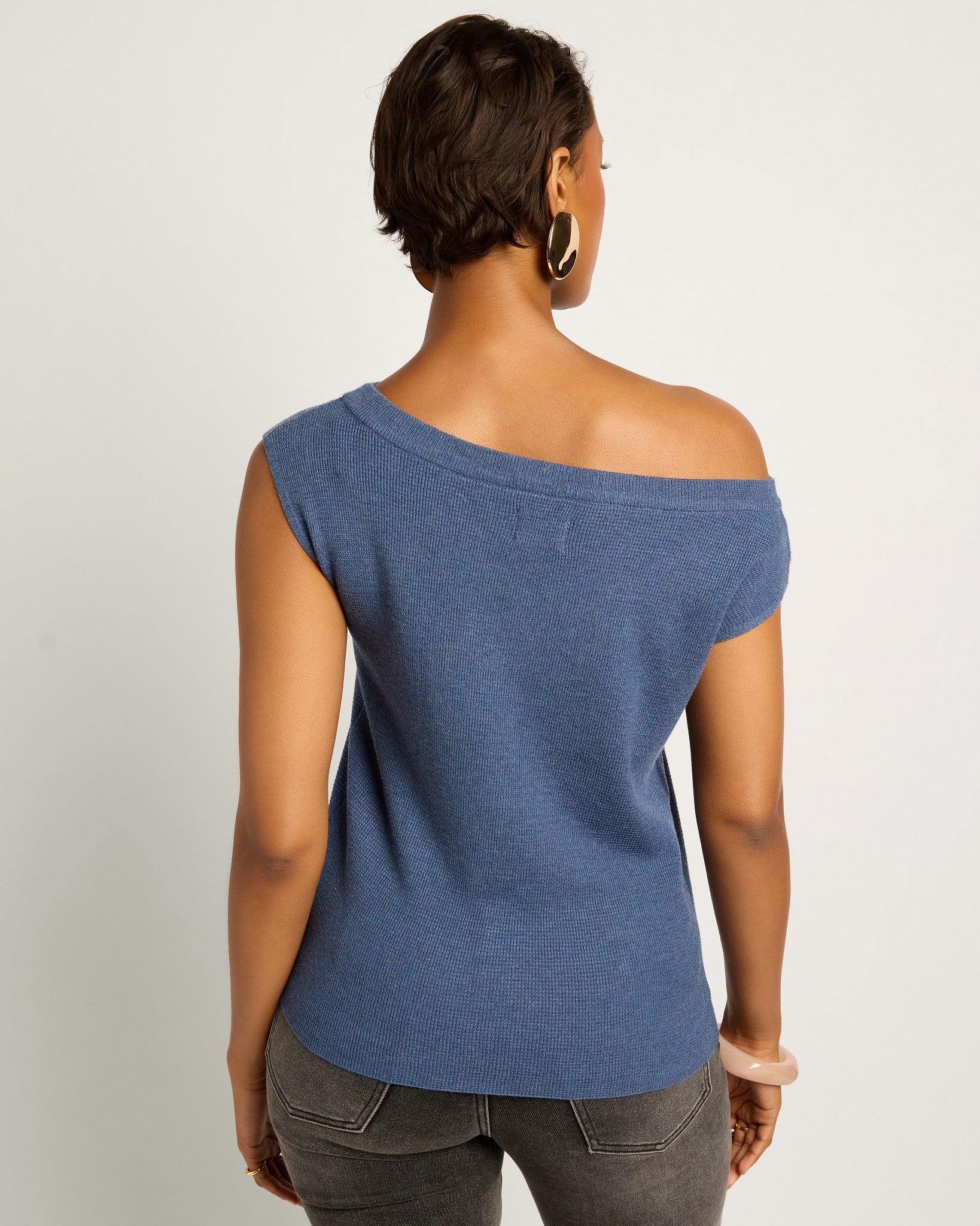 Denim Blue $|& SEAS Ava Off the Shoulder Tee - SOF Back