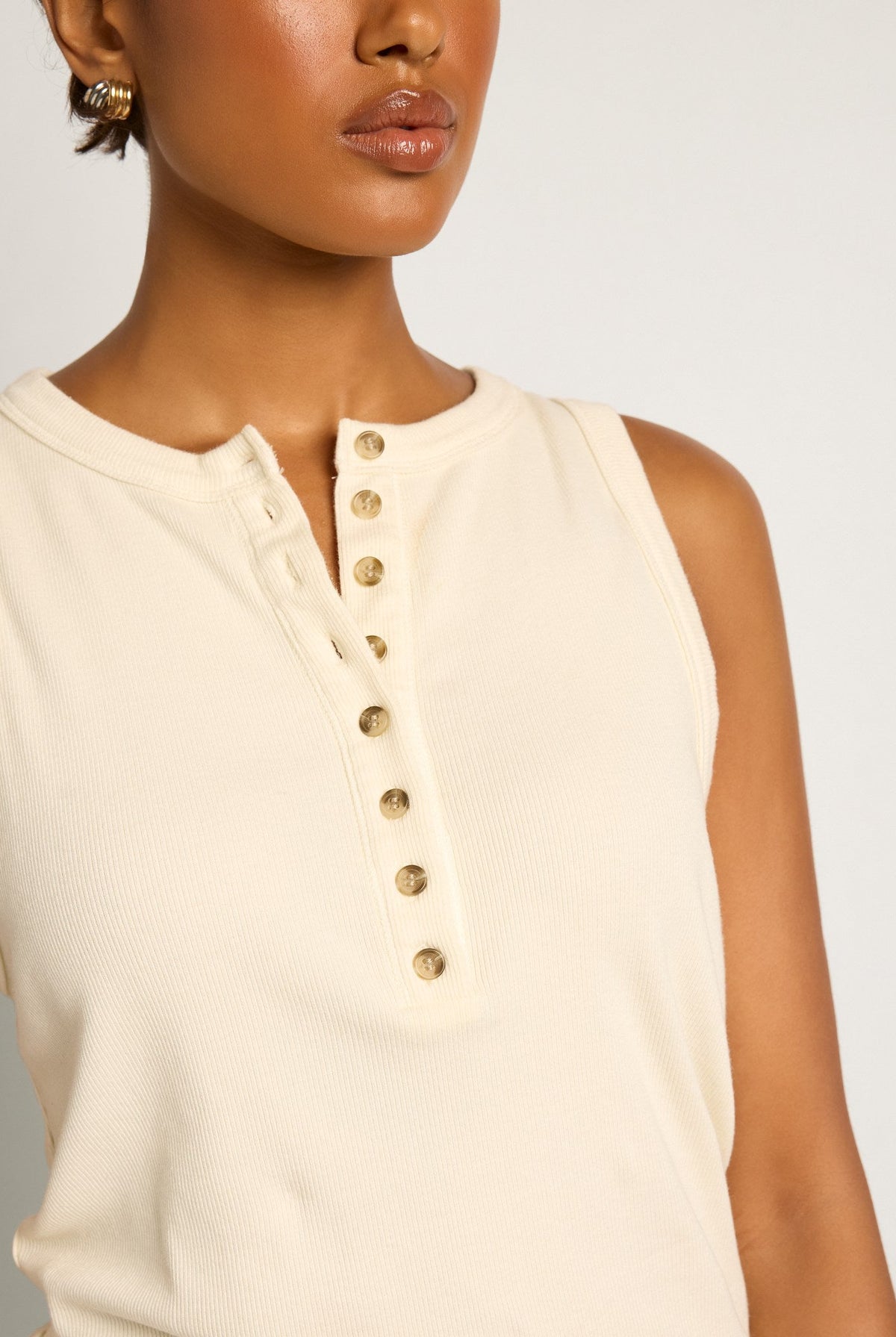 Cream $|& SEAS Laura Henley Ribbed Tank - SOF Full Front