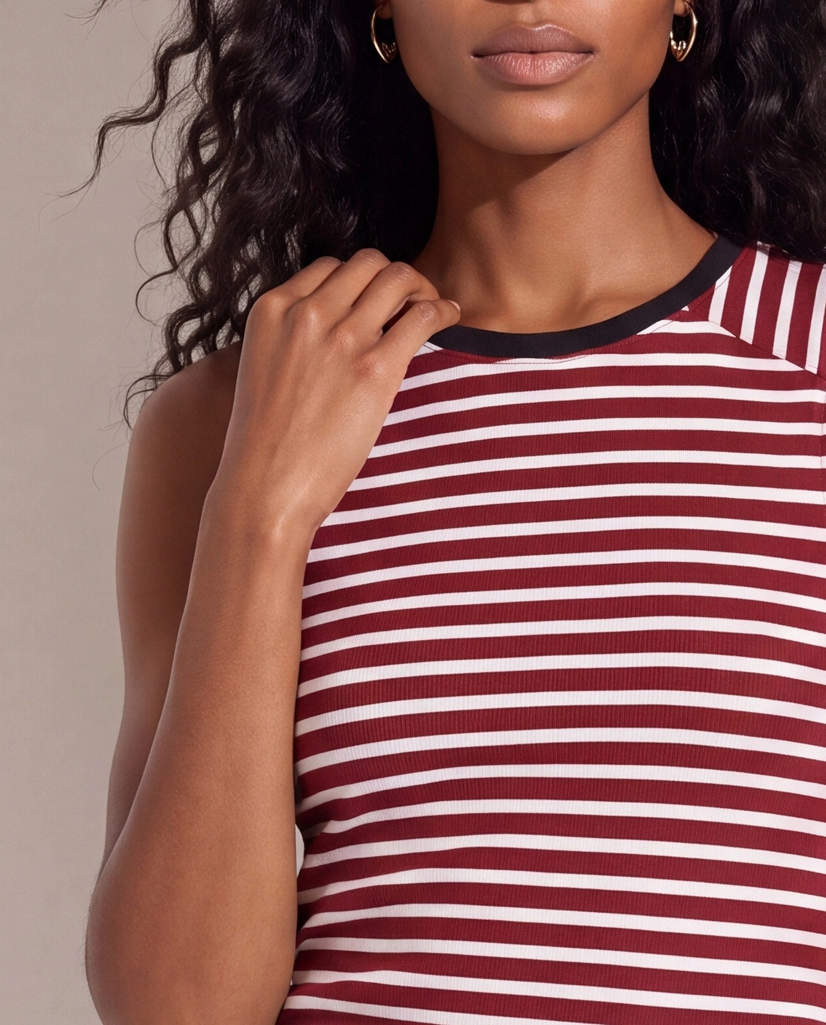 Wine/Ivory $|& SEAS Mia Striped Tank Top - SOF Full Front