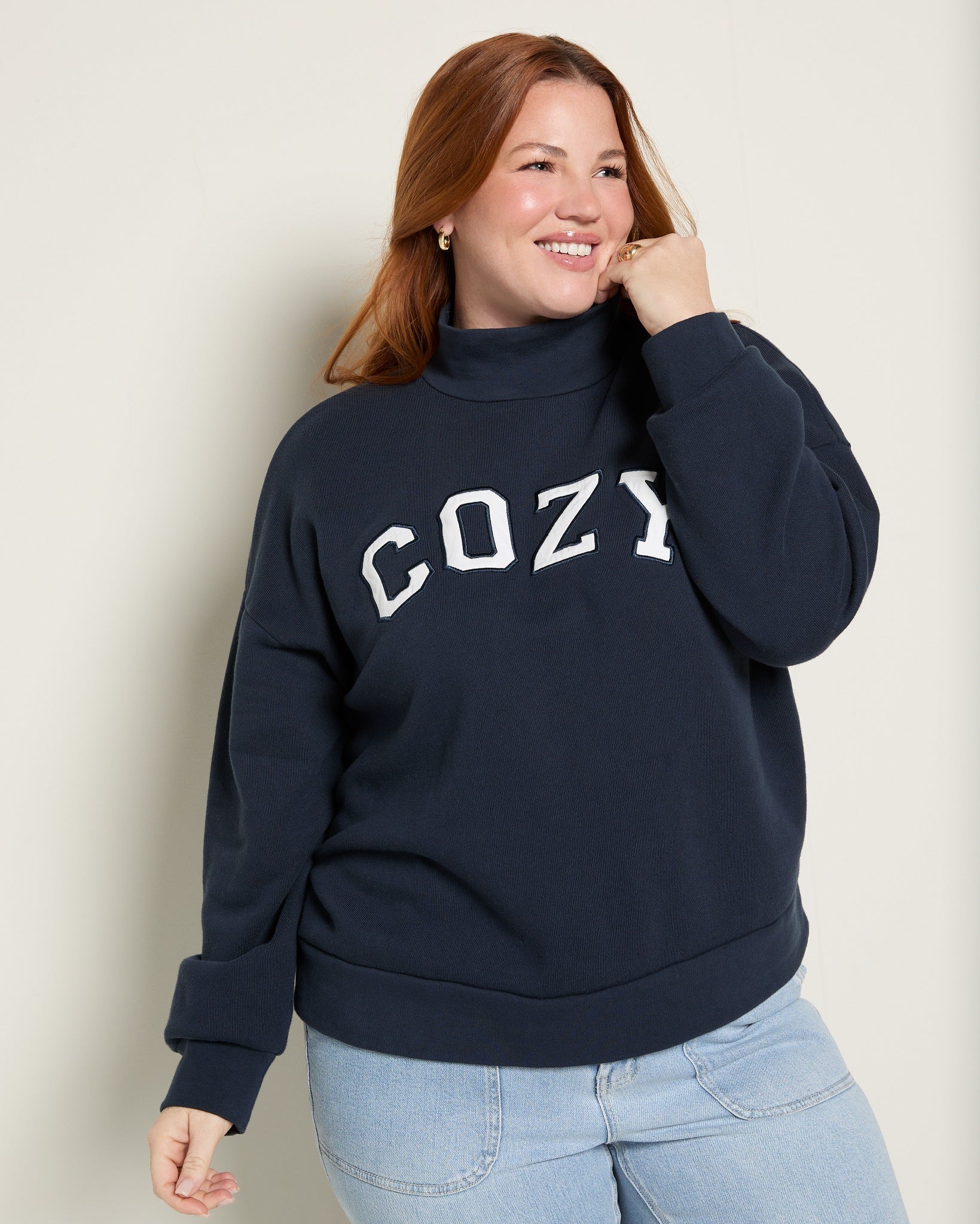 Mariner Midnight $|& SEAS Becca Mock Neck Graphic Pullover - SOF Front