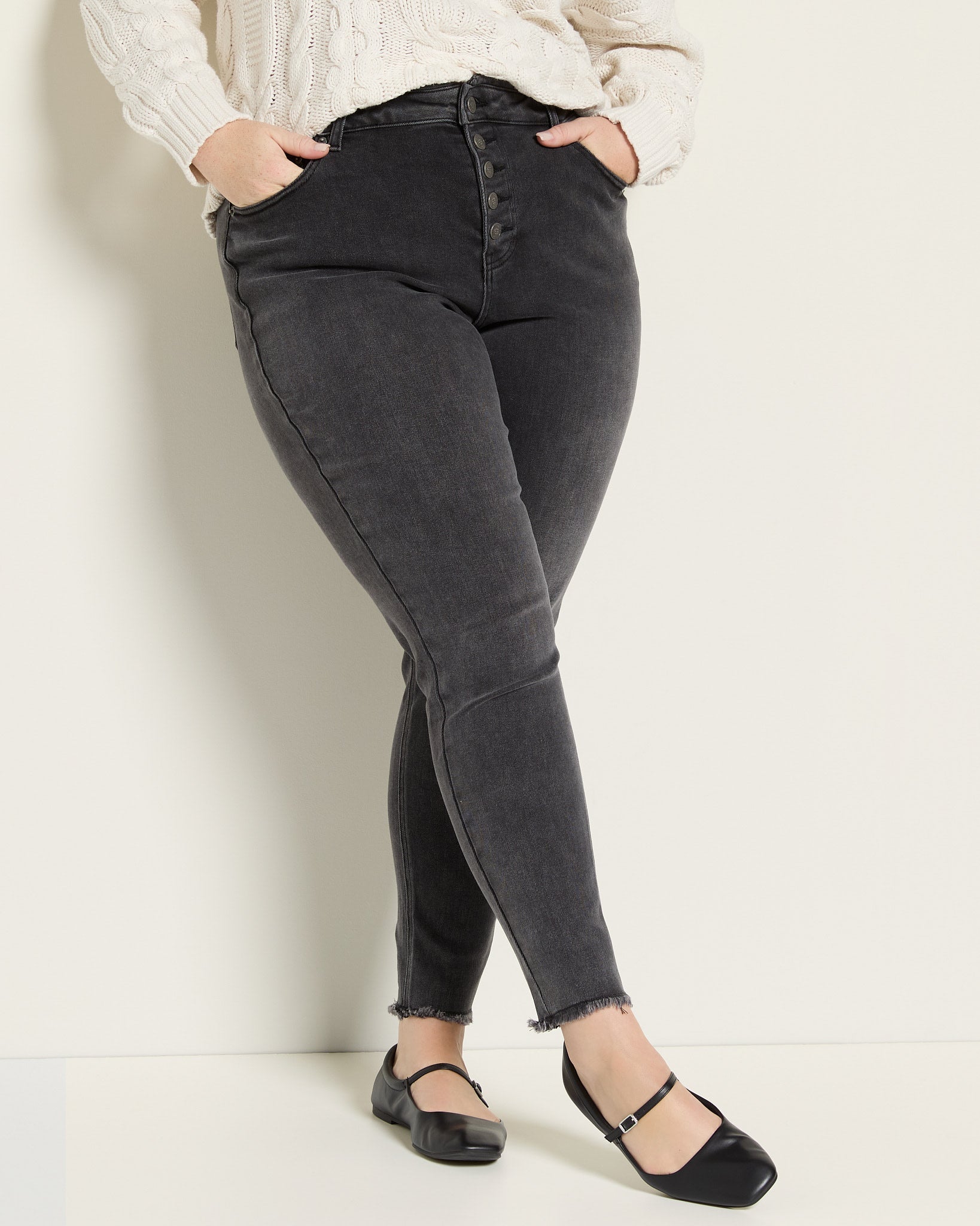 Dark Shore $|& SEAS Lucy Button Front Skinny Jean - SOF Front