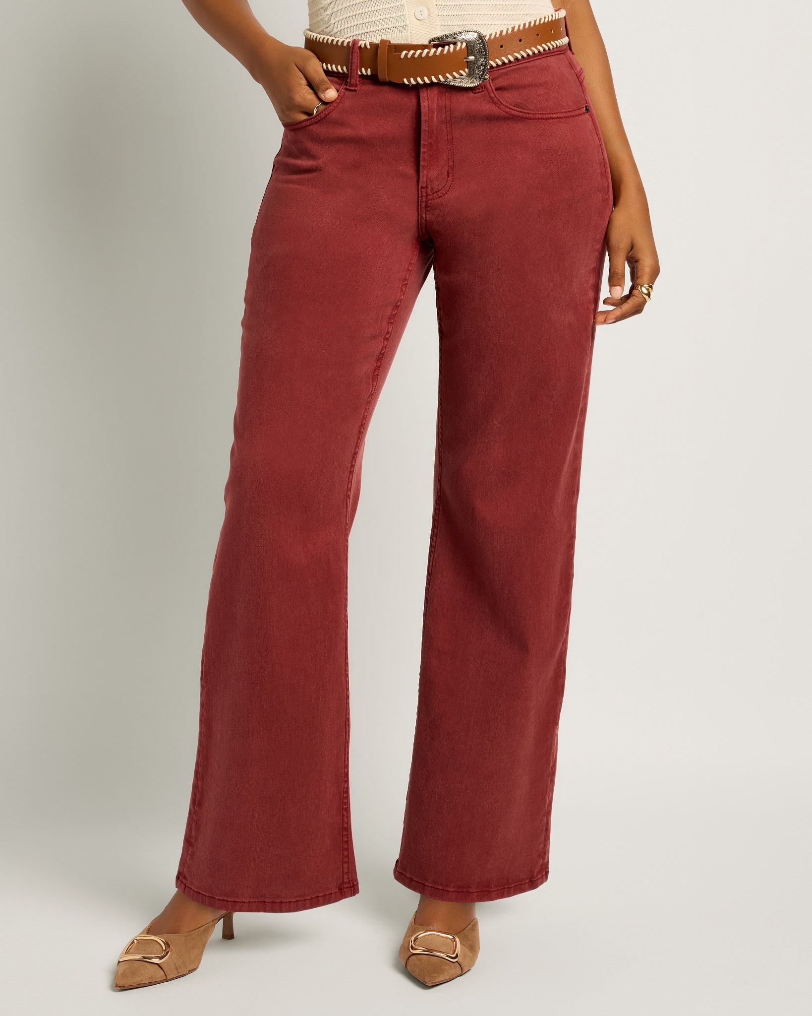 Bordeaux $|& SEAS Layla Wide Leg Pant - SOF Front