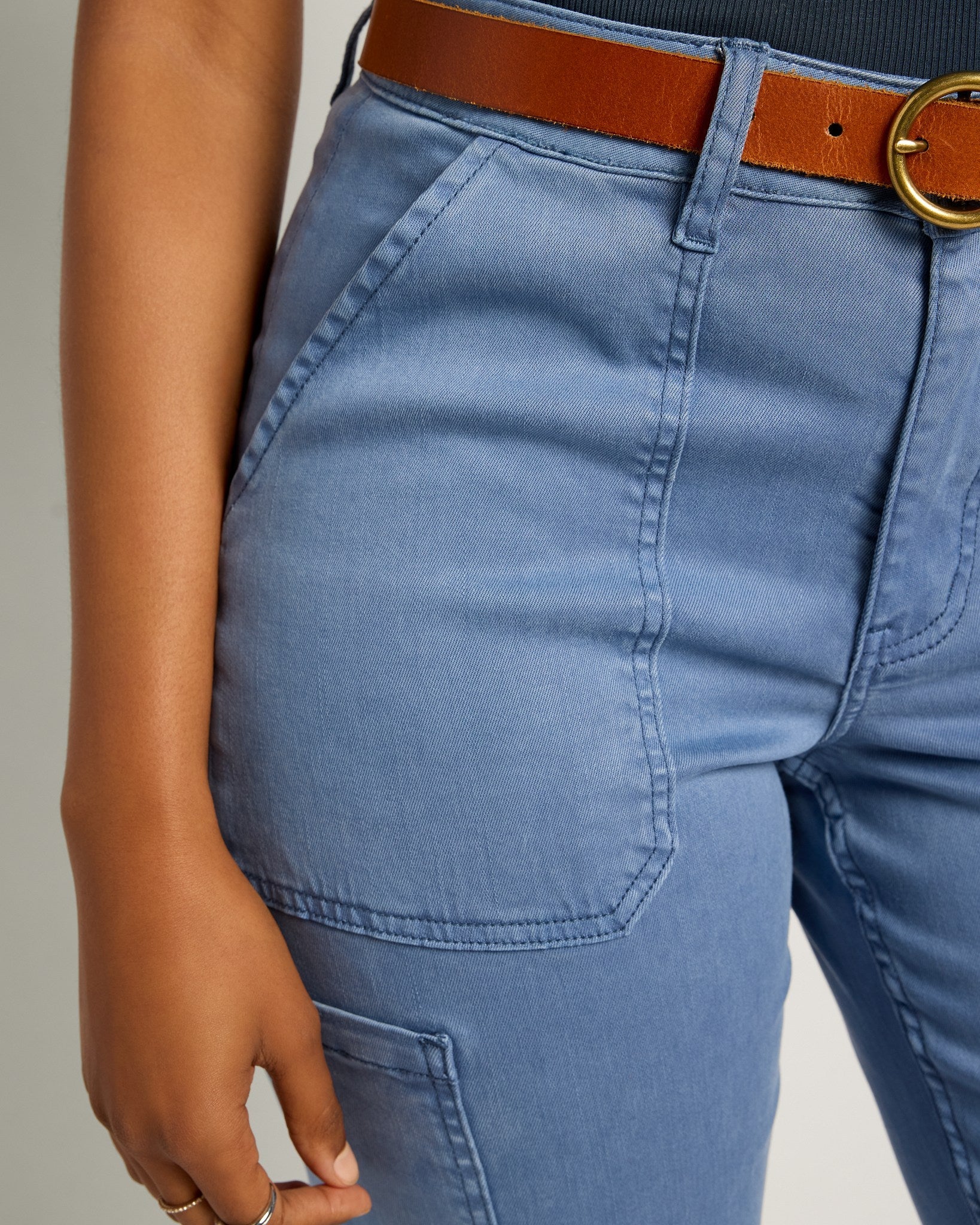 Denim Blue $|& SEAS Liz High Rise Cargo Ankle Pant - SOF Full Front