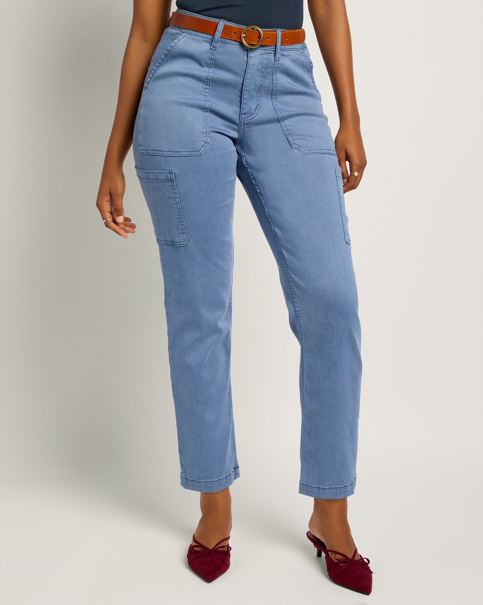 Denim Blue $|& SEAS Liz High Rise Cargo Ankle Pant - SOF Front