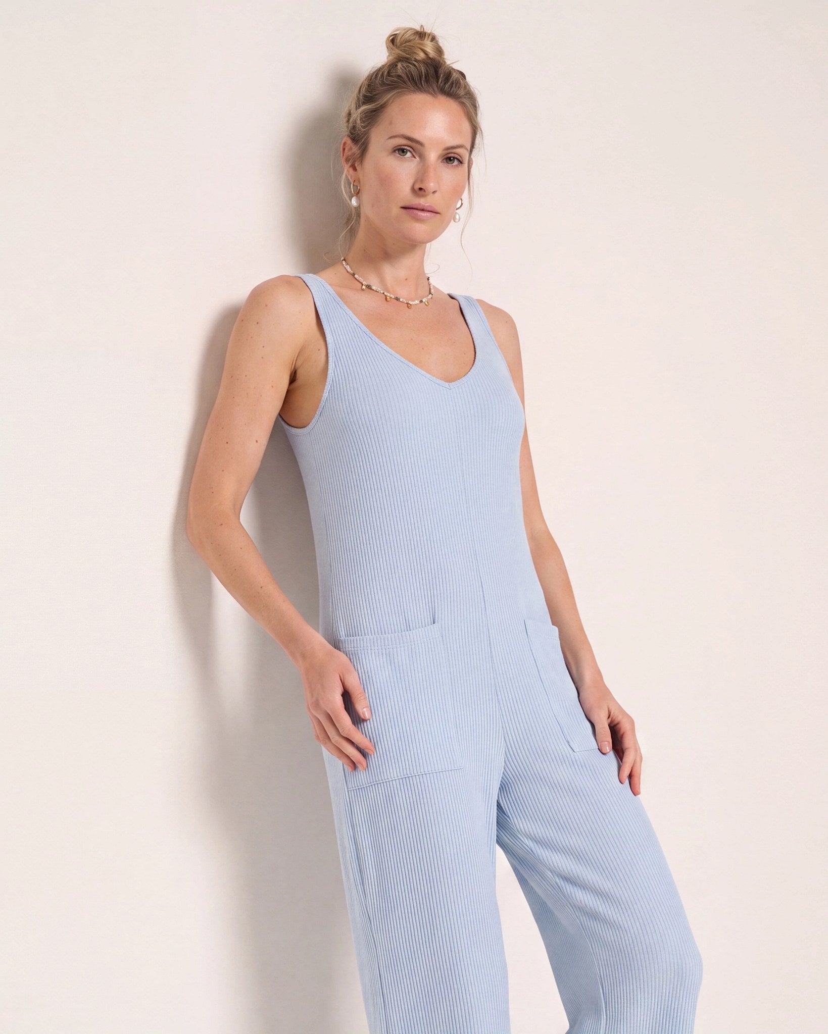 Denim Blue $|& SEAS Rested Jumpsuit - SOF Front
