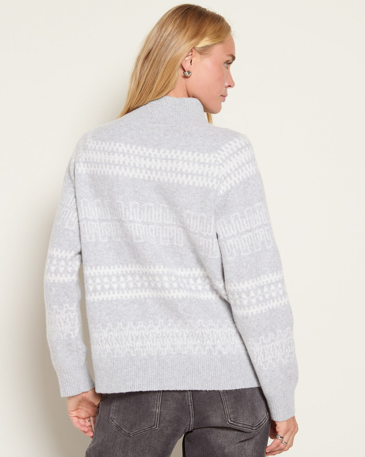 Heather Grey $|& Herizon Franklin Mock Neck Sweater - SOF Back