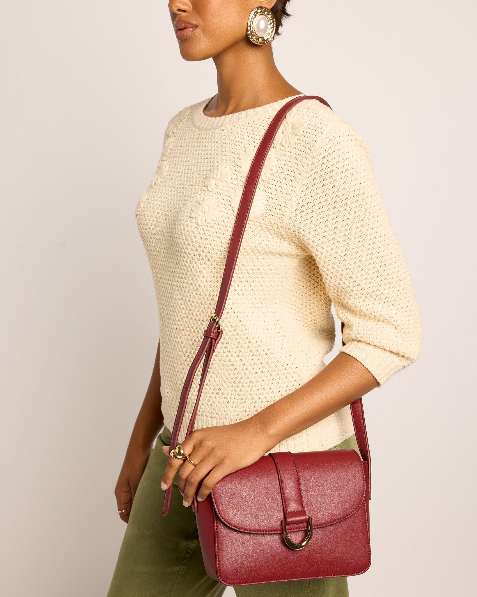 Bordeaux $|& SEAS Fiona Flap Crossbody - SOF Full Front