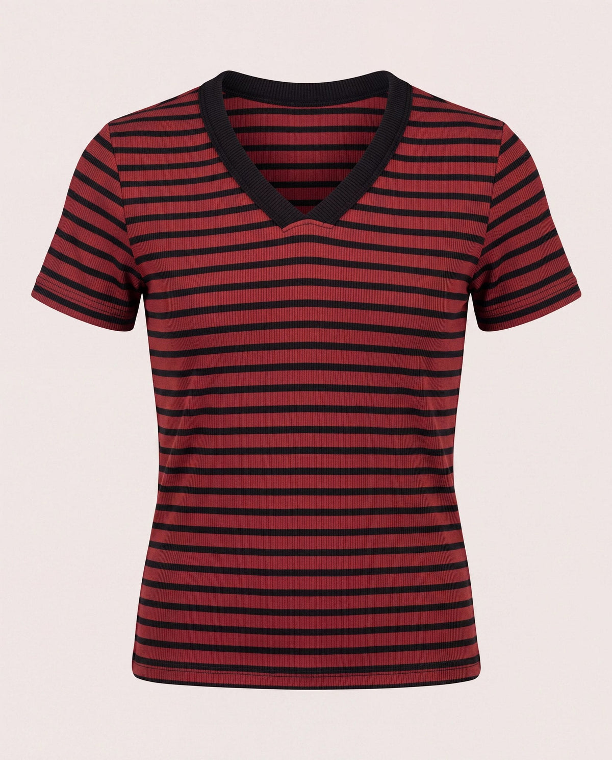 Wine/Black $|& Herizon Sora Stripe Tee - Hanger Detail