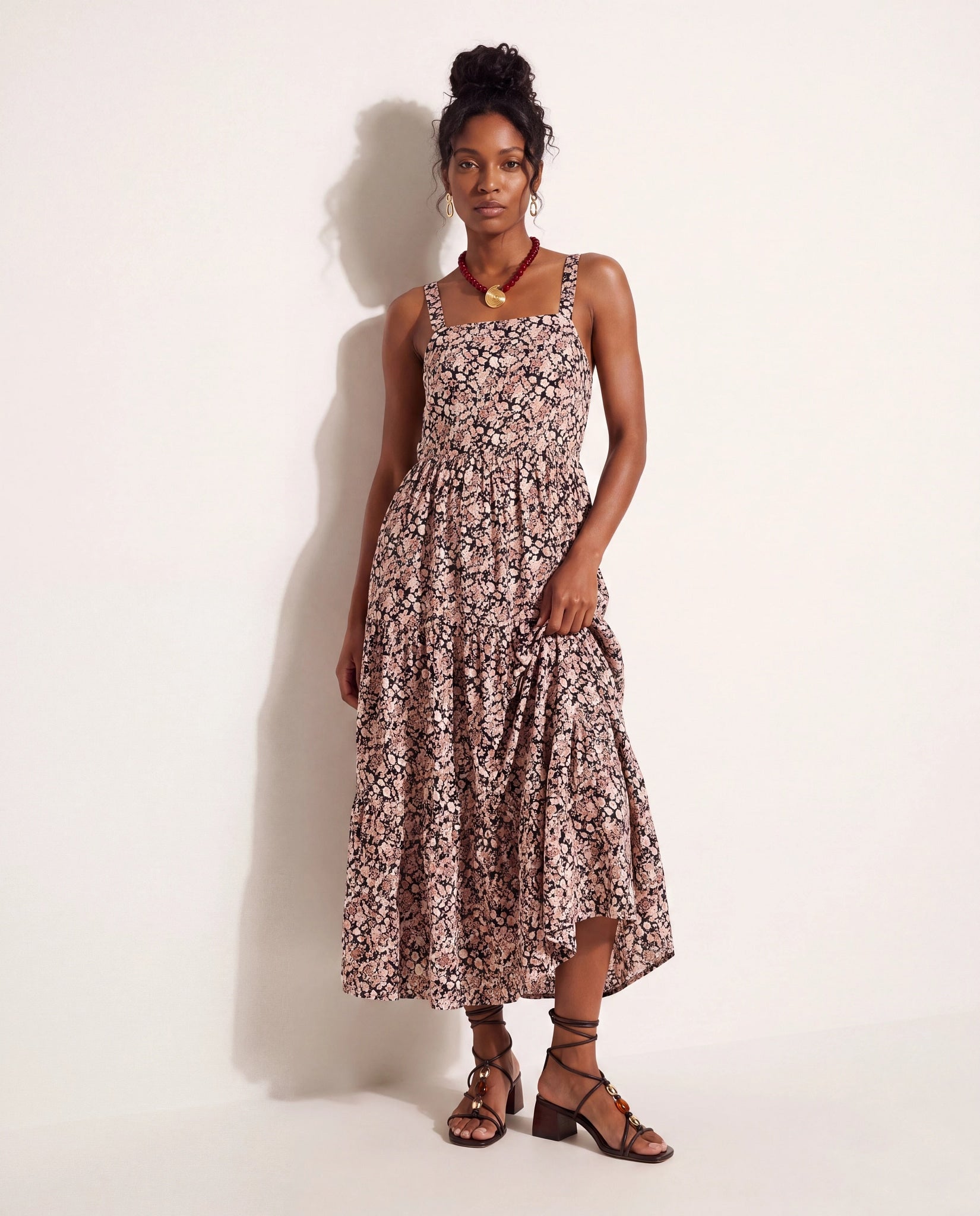 Black Floral $|& SEAS Isabella Tiered Dress - UGC On Fig