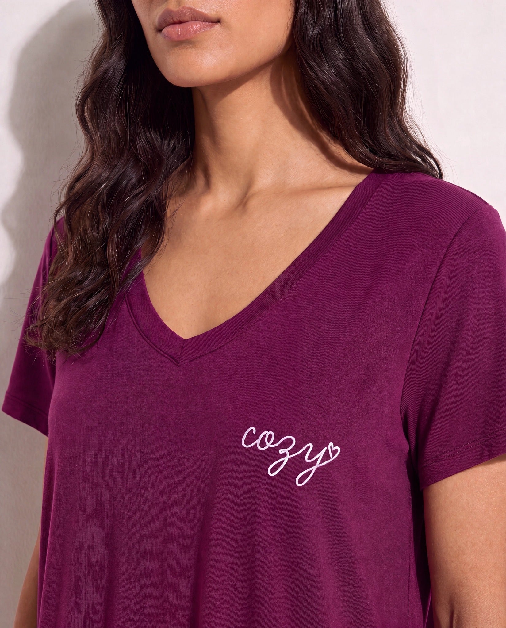 Plum $|& SEAS Cozy Graphic Night Shirt - SOF Full Front