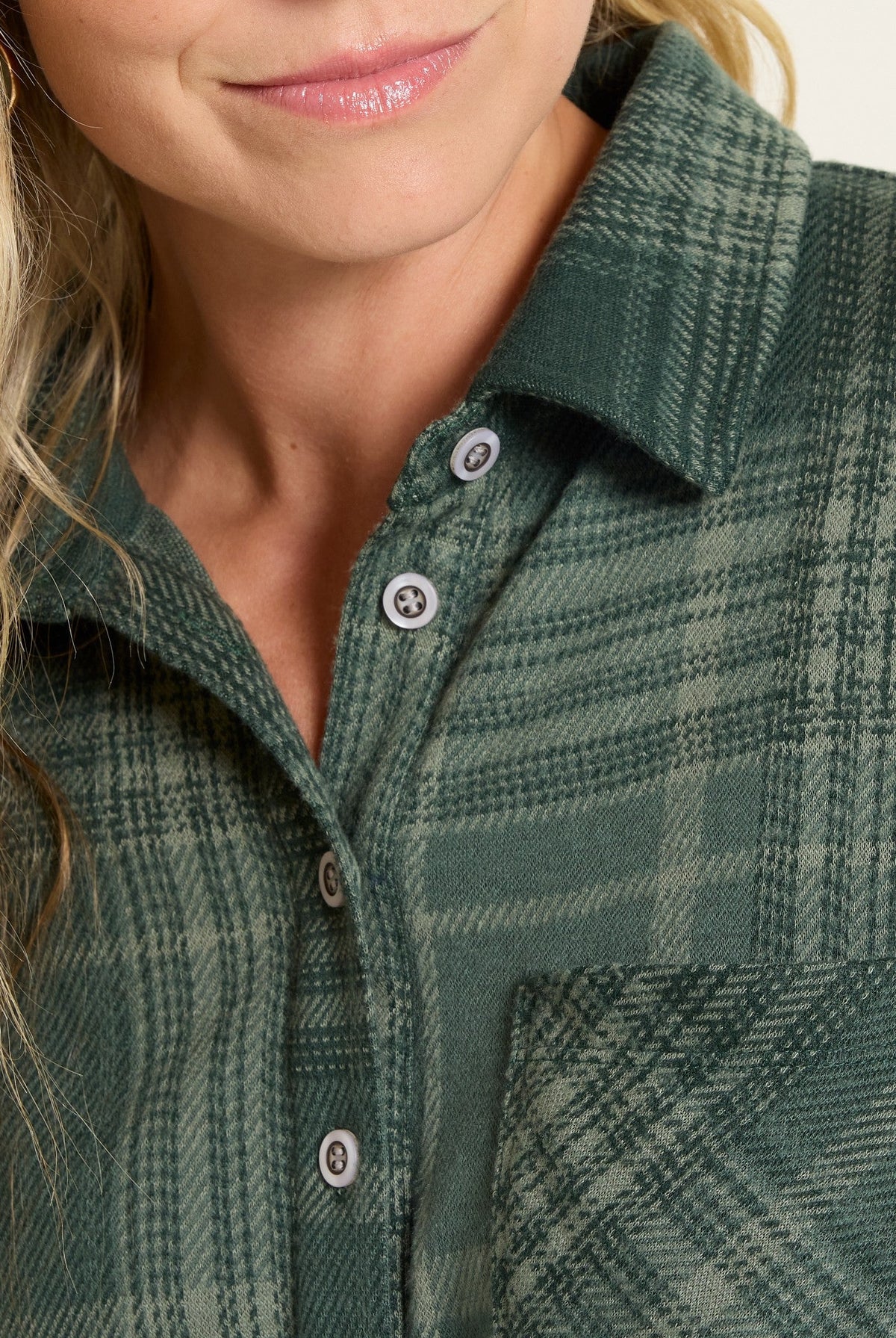 Pine Plaid $|& SEAS Amber Button Down Plaid - VOF Front