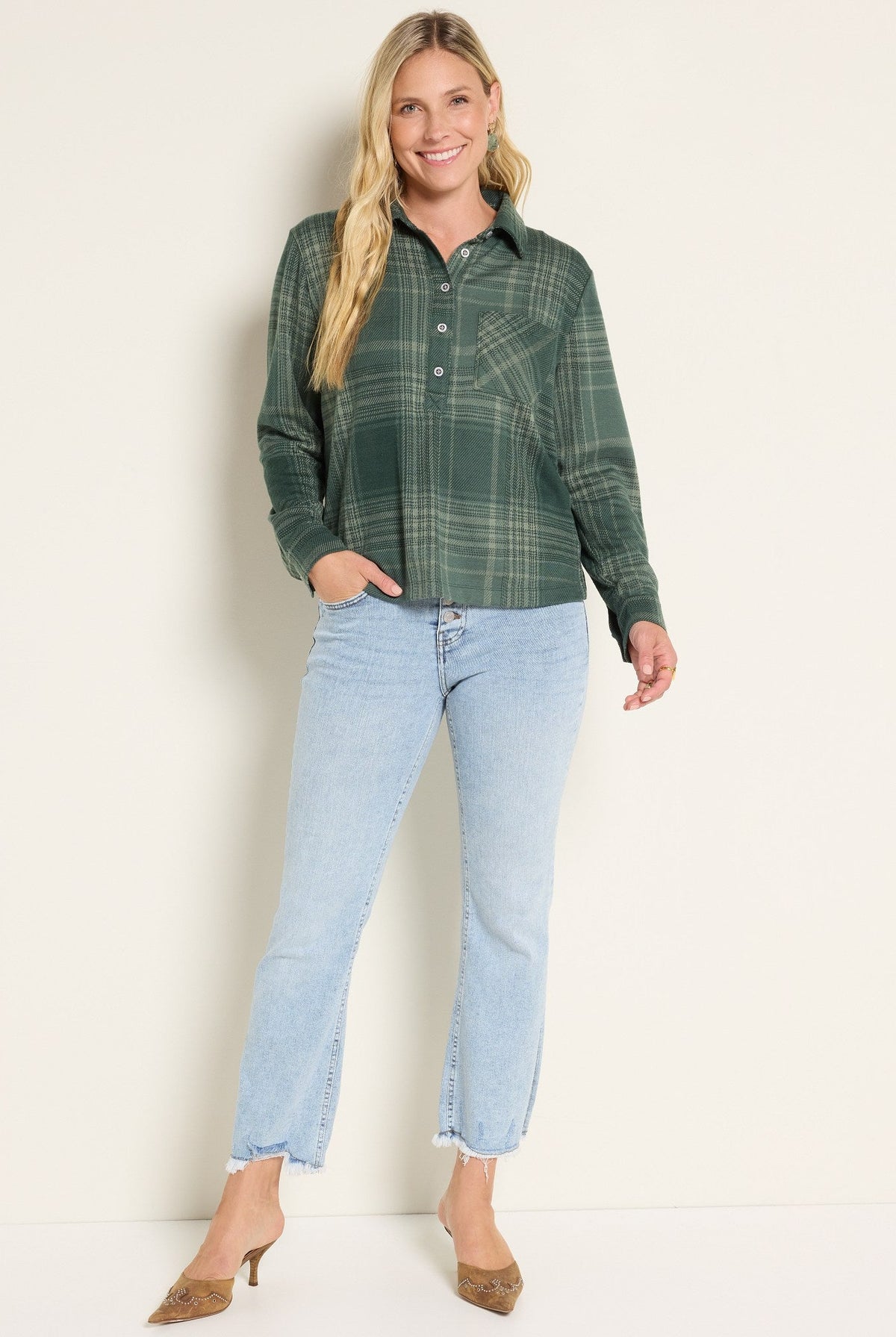 Pine Plaid $|& SEAS Amber Button Down Plaid - UGC On Fig
