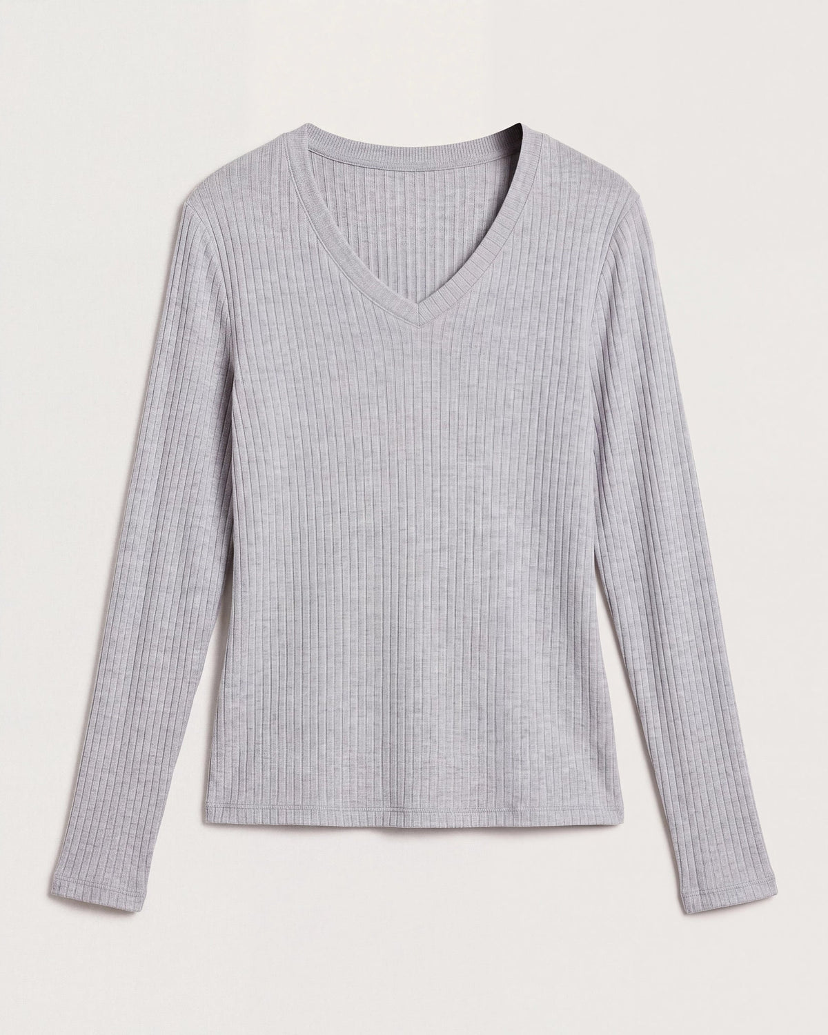 Heather Grey $|& SEAS Ray V-Neck Long Sleeve Top - Hanger Detail