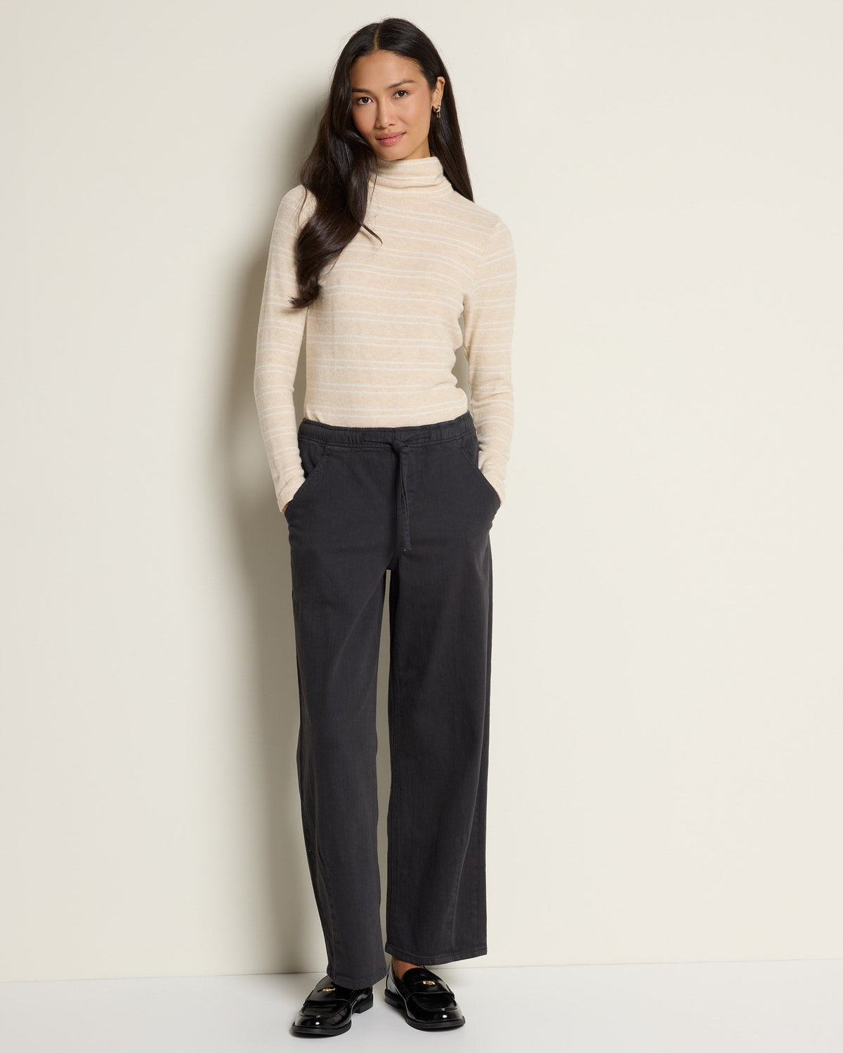 Heather Oatmeal Cream $|& SEAS Elena Long Sleeve Turtleneck Top - UGC On Fig