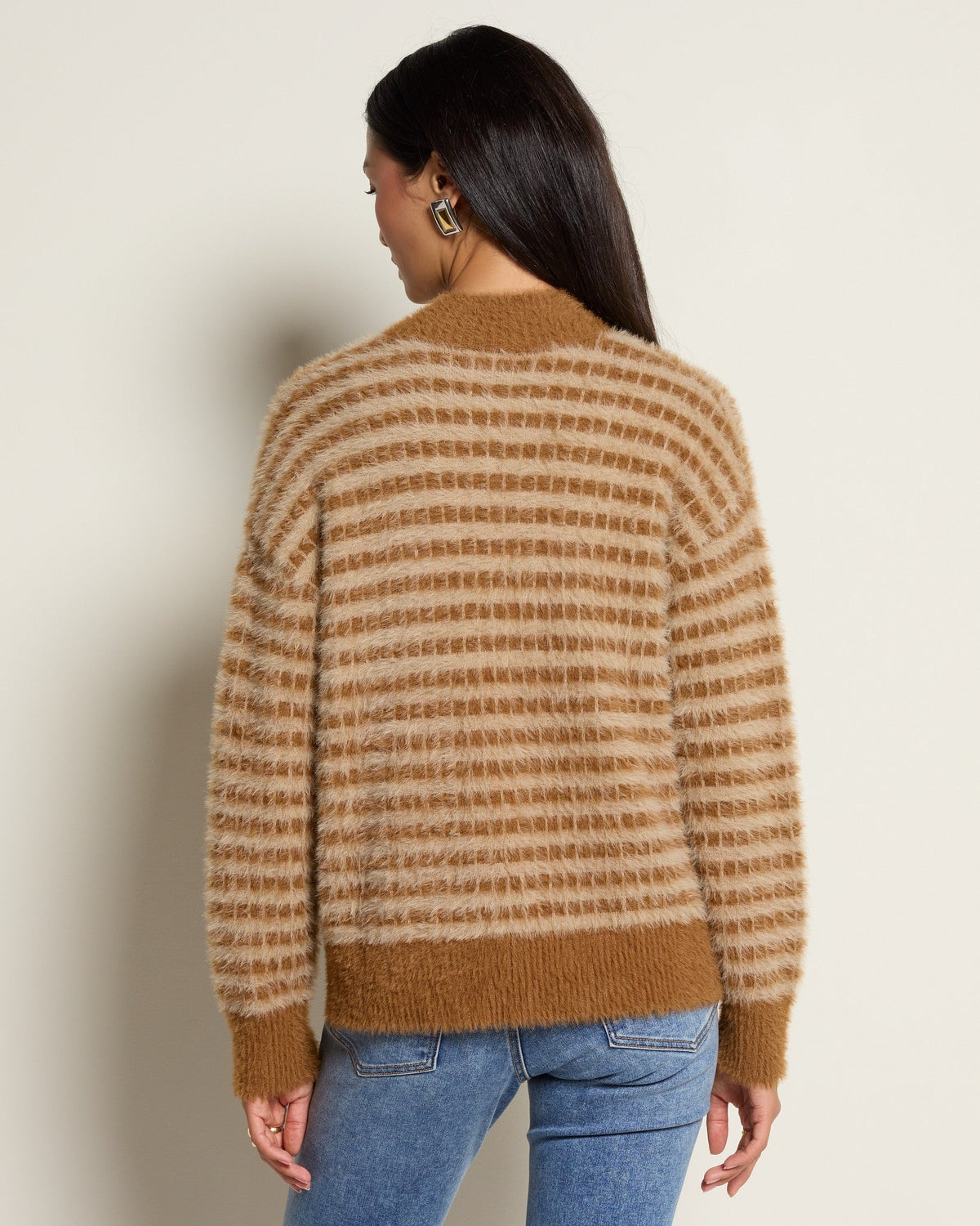 Wet Sand $|& SEAS Aster Turtleneck Cardigan - SOF Back