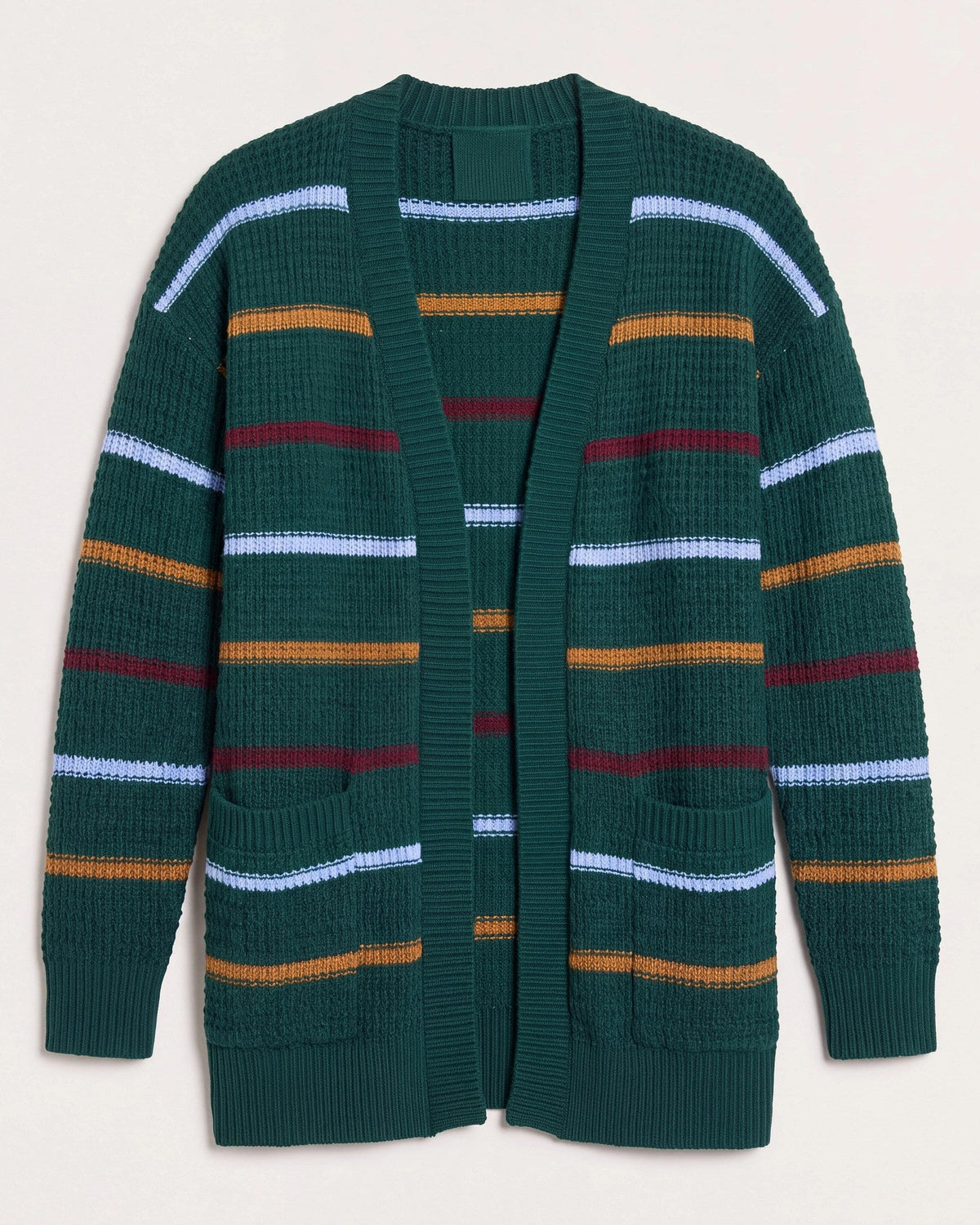 Pine Multi Stripe $|& SEAS Olivia Pocket Cardigan - Hanger Detail
