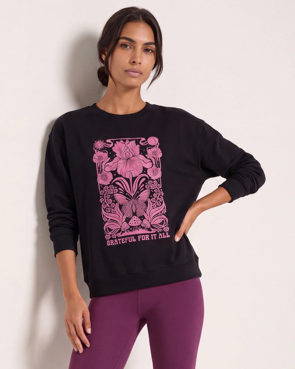 Black $|& Interval Lily Graphic Sweatshirt - SOF Front