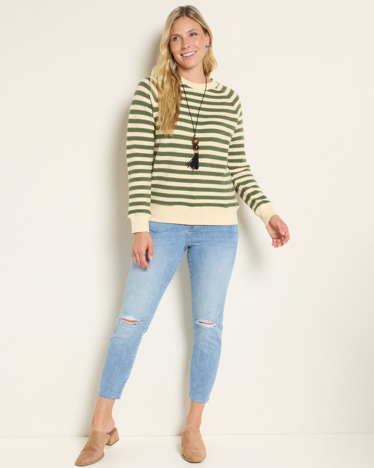 Ivory Thyme Stripe $|& SEAS Brisa Raglan Striped Long Sleeve Top - UGC On Fig