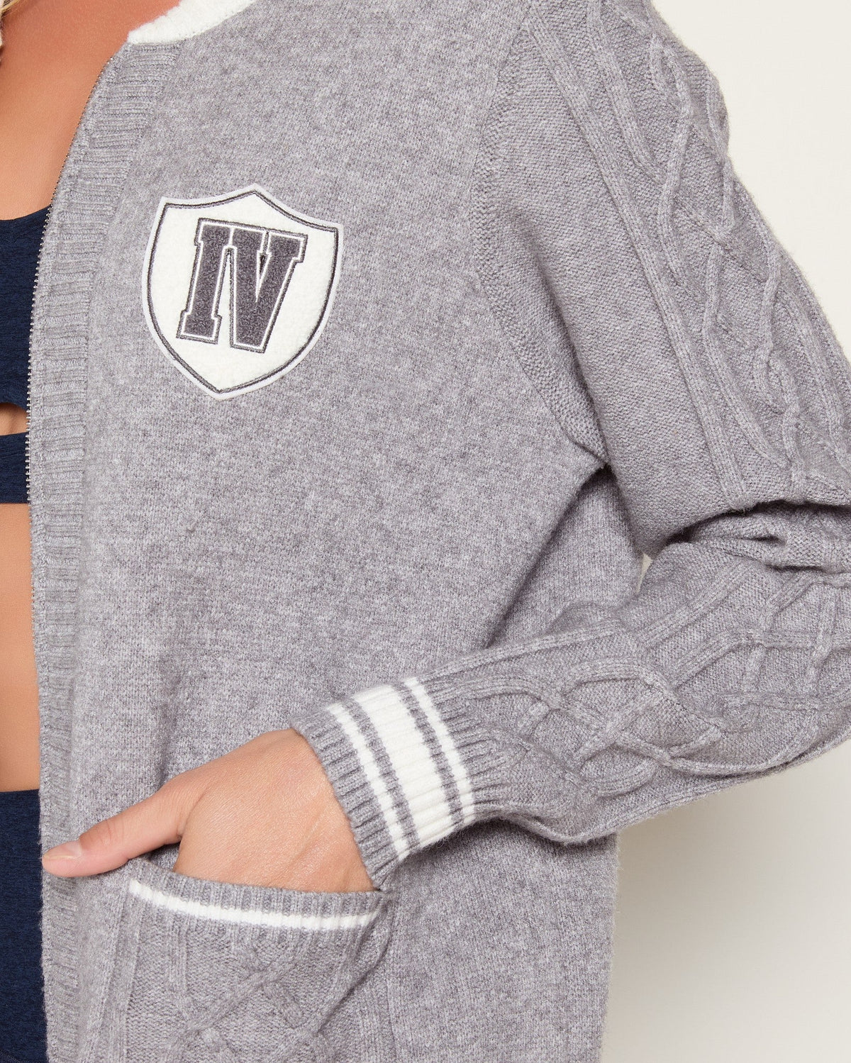 Heather Grey $|& Interval Off Duty "Alpine Social" Sweater Jacket - SOF Detail