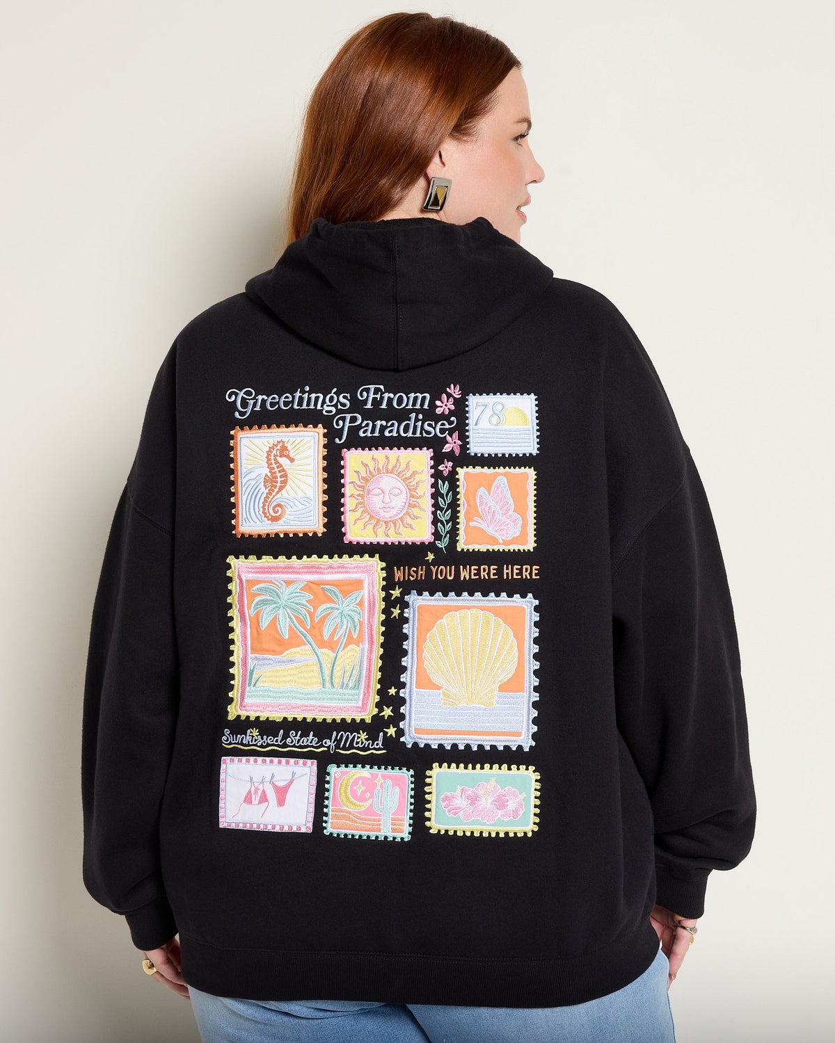 Black $|& SEAS Ryder "Greetings From Paradise" Graphic Hoodie - SOF Side