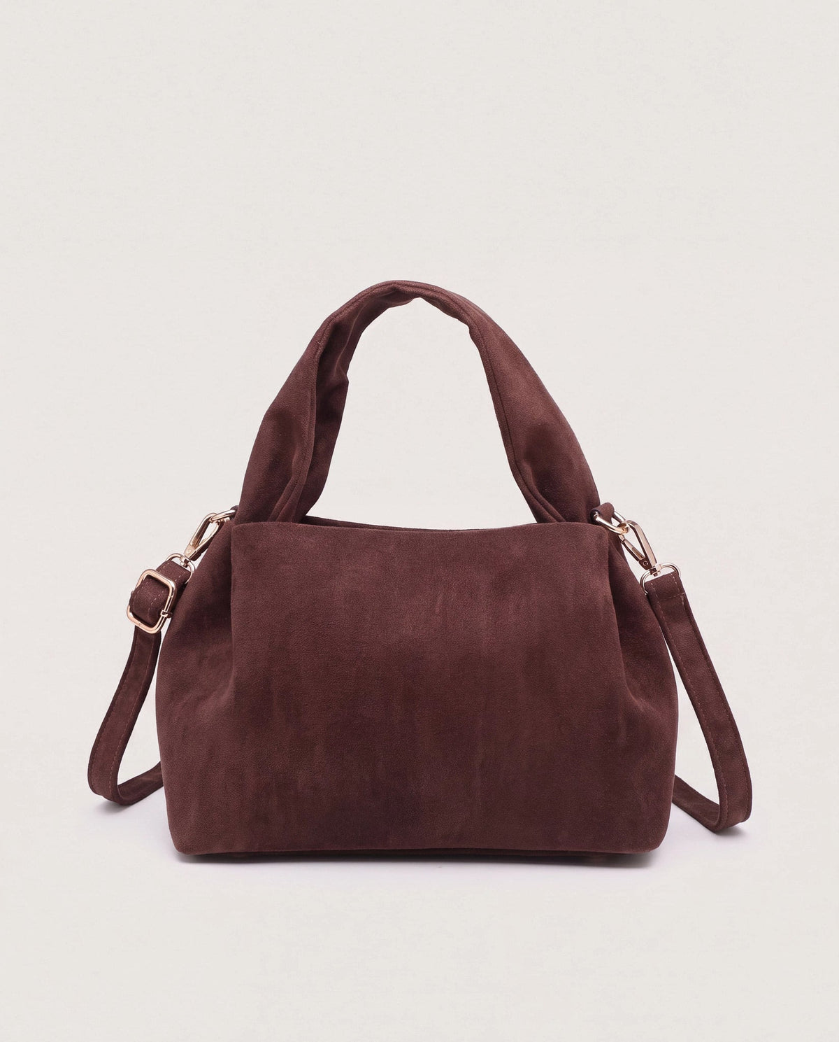 Espresso $|& Jen & Co. Lia Faux Suede Satchel with Top Handle - Hanger Detail