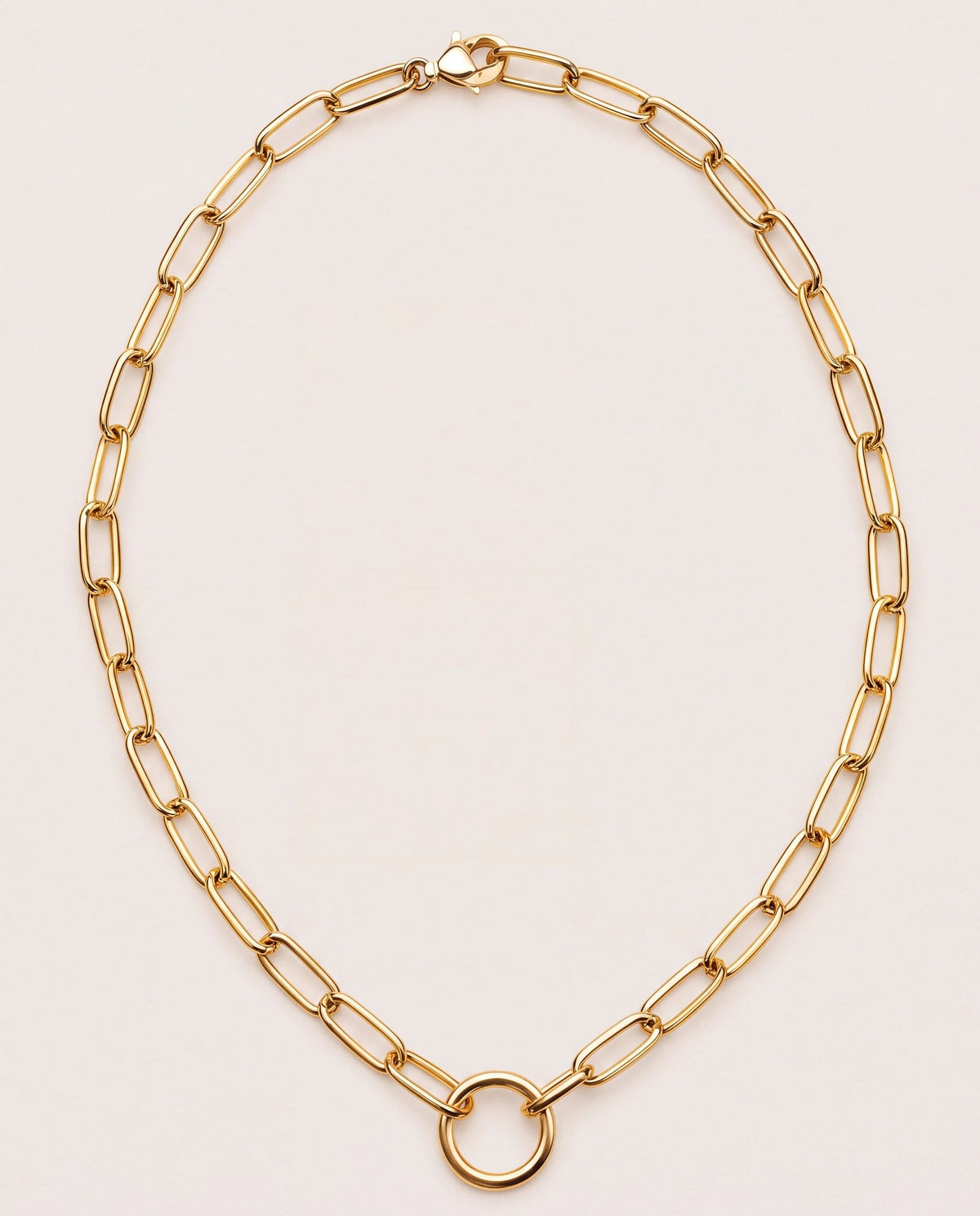 Gold $|& iishii Designs Polished Oval Paperclip Necklace - Hanger Detail