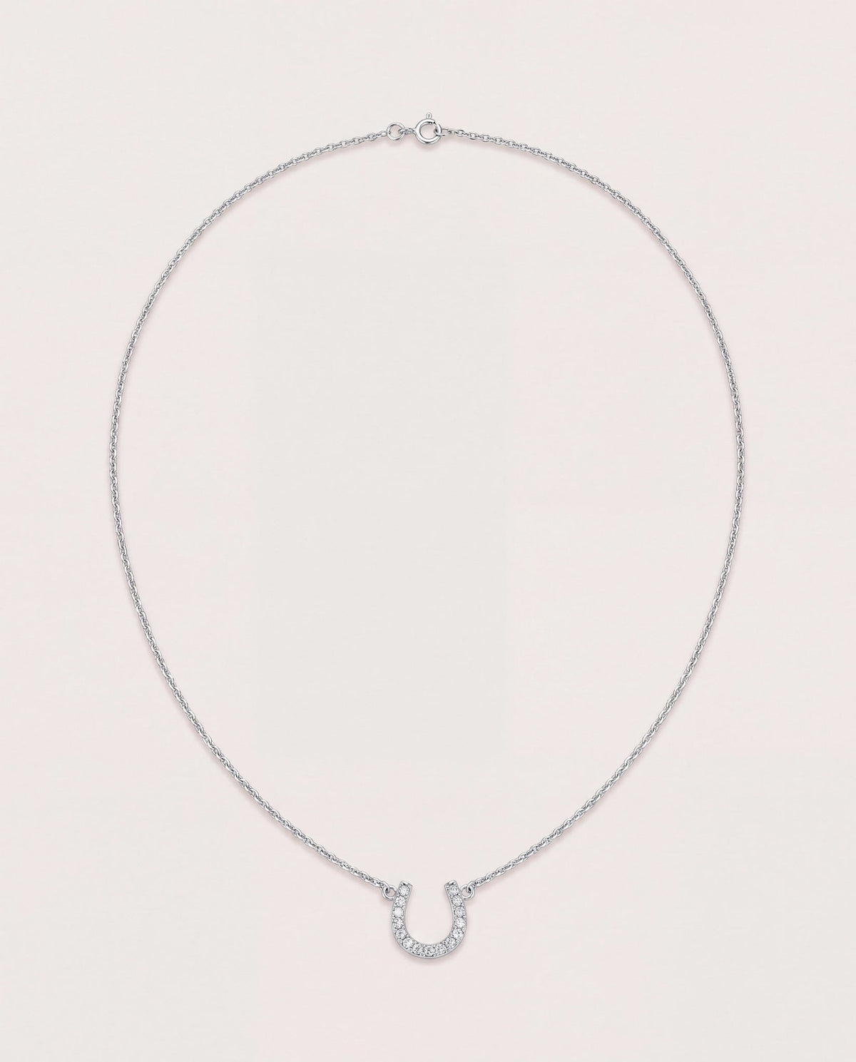 Silver $|& iishii Designs CZ Horseshoe Necklace - Hanger Detail
