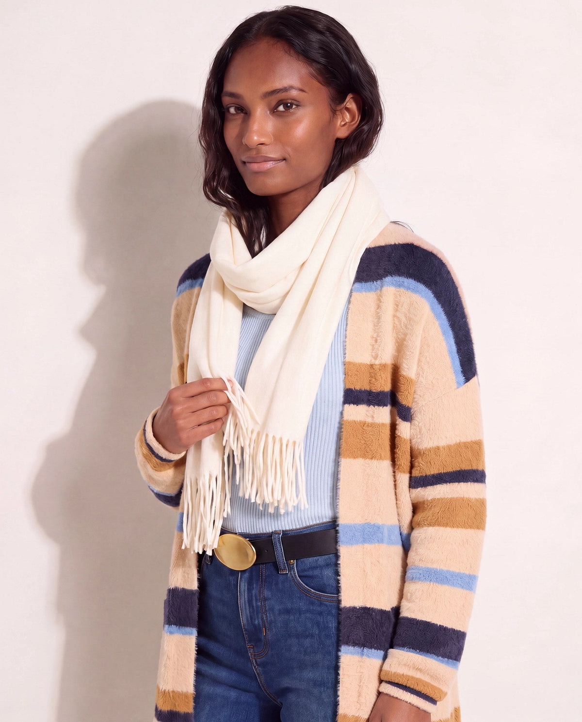 Ivory $|& Fame Accessories Solid Scarf - SOF Full Front