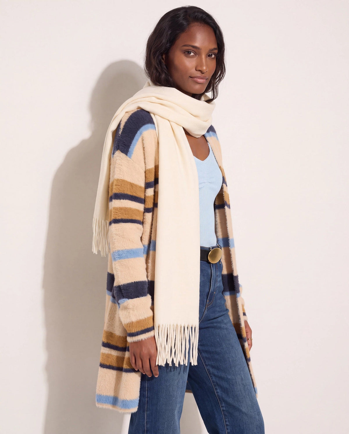 Ivory $|& Fame Accessories Solid Scarf - SOF Front