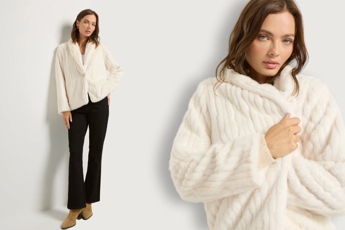 Rachael on the Luna Faux Fur Jacket