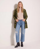 Olive/Black $|& OneWorld Plaid Sweater Coatigan - SOF Back