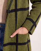 Olive/Black $|& OneWorld Plaid Sweater Coatigan - SOF Back