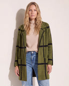 Olive/Black $|& OneWorld Plaid Sweater Coatigan - SOF Front