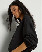 Black $|& SEAS Brooksville One Shoulder Sweatshirt - VOF Front