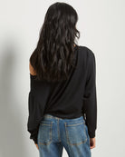 Black $|& SEAS Brooksville One Shoulder Sweatshirt - SOF Back
