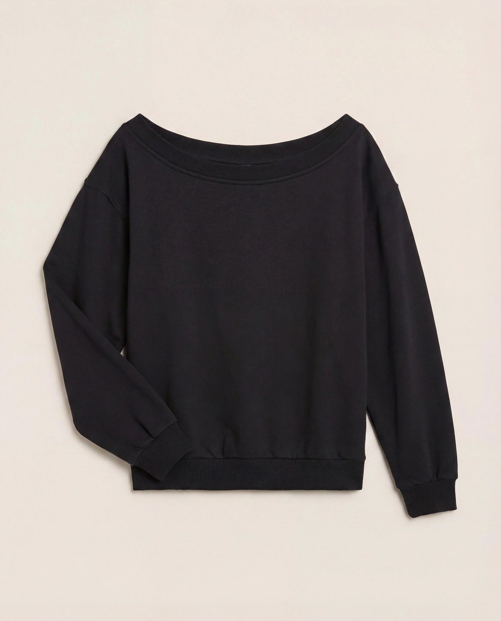 Black $|& SEAS Brooksville One Shoulder Sweatshirt - Hanger Detail