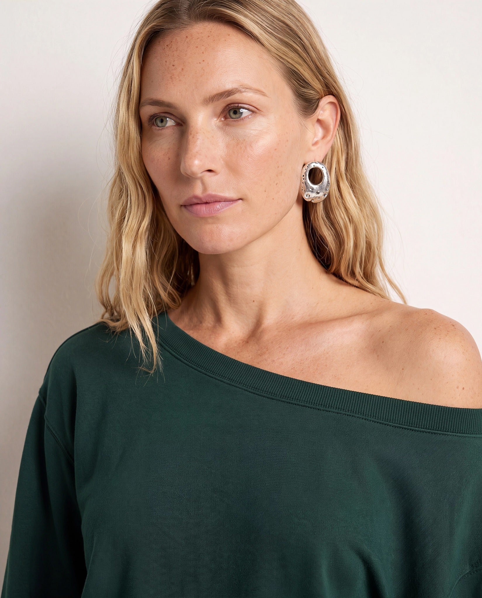 Hunter Green $|& SEAS Brooksville One Shoulder Sweatshirt - SOF Back