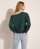 Hunter Green $|& SEAS Brooksville One Shoulder Sweatshirt - SOF Side