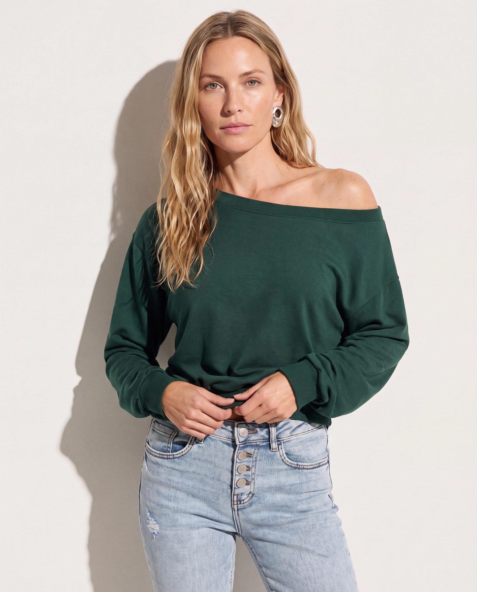 Brooksville One Shoulder Sweatshirt - Cozy Fleece & Style