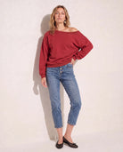 Rosewood $|& SEAS Brooksville One Shoulder Sweatshirt - SOF Back