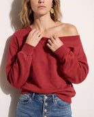 Rosewood $|& SEAS Brooksville One Shoulder Sweatshirt - SOF Back
