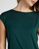 Hunter Green $|& SEAS Brentwood Boat Neck Top - SOF Detail