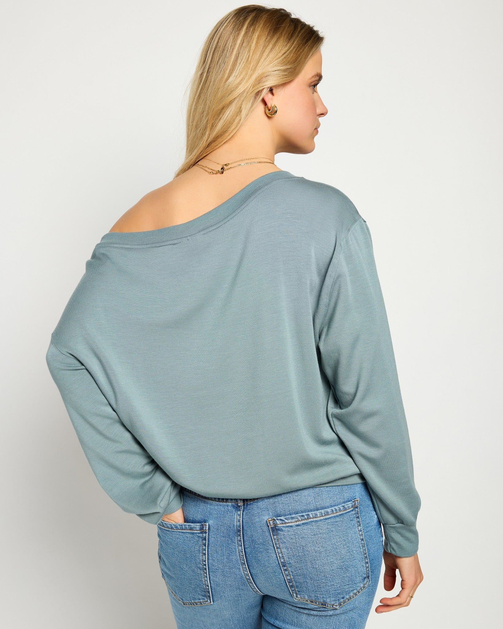 Goblin Blue $|& SEAS Brooksville One Shoulder Sweatshirt - SOF Full Front