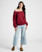 Cabernet $|& SEAS Brooksville One Shoulder Sweatshirt - UGC On Fig